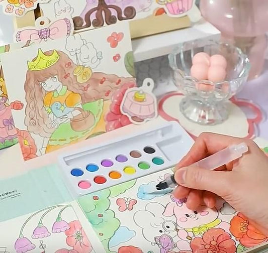 Cartoon Art Coloring Painting Set for Kid's - The Kidzaria